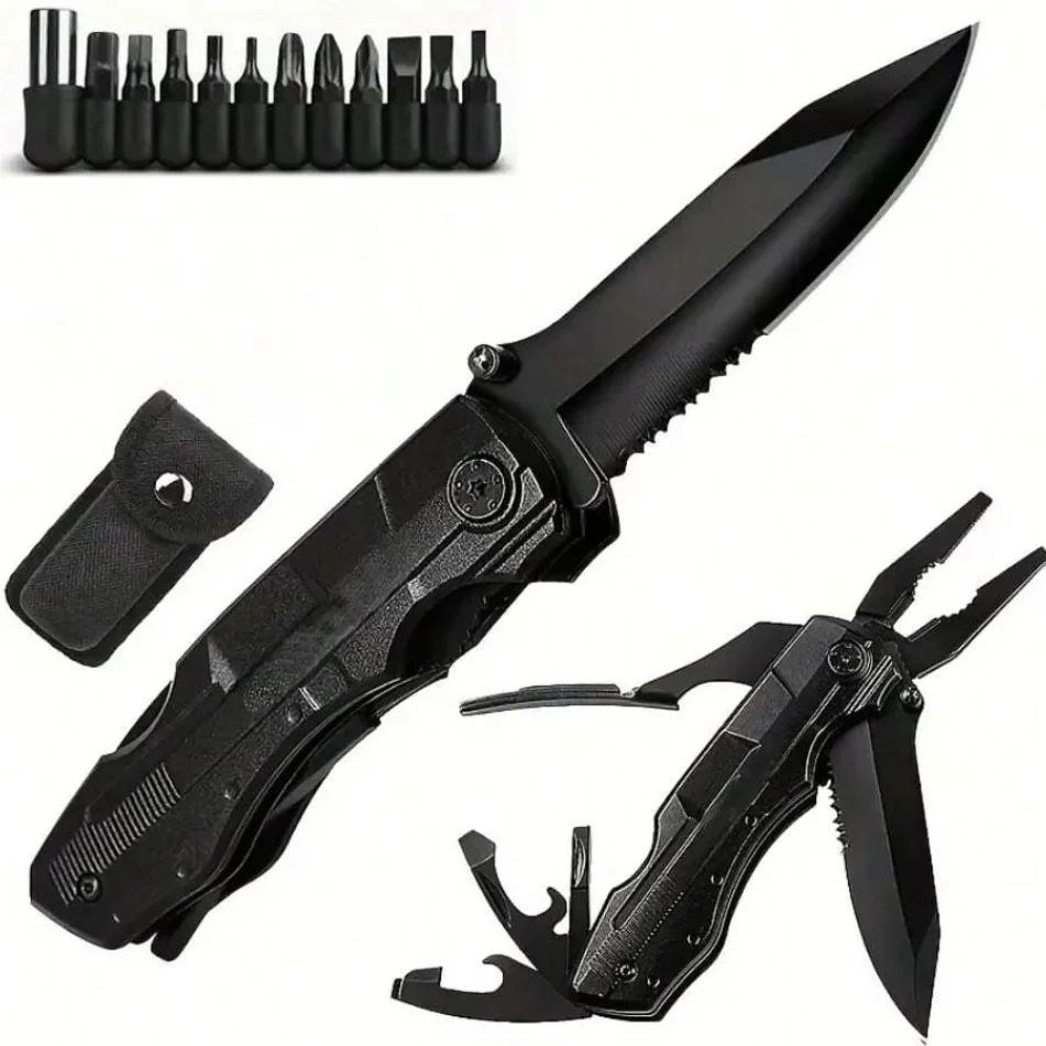 Pliers - 多機能シングルツールプライヤー EDCネジ マルチヘッドコンビネーション アウトドアポータブル ホームメンテナンス 折りたたみナイフプライヤー
