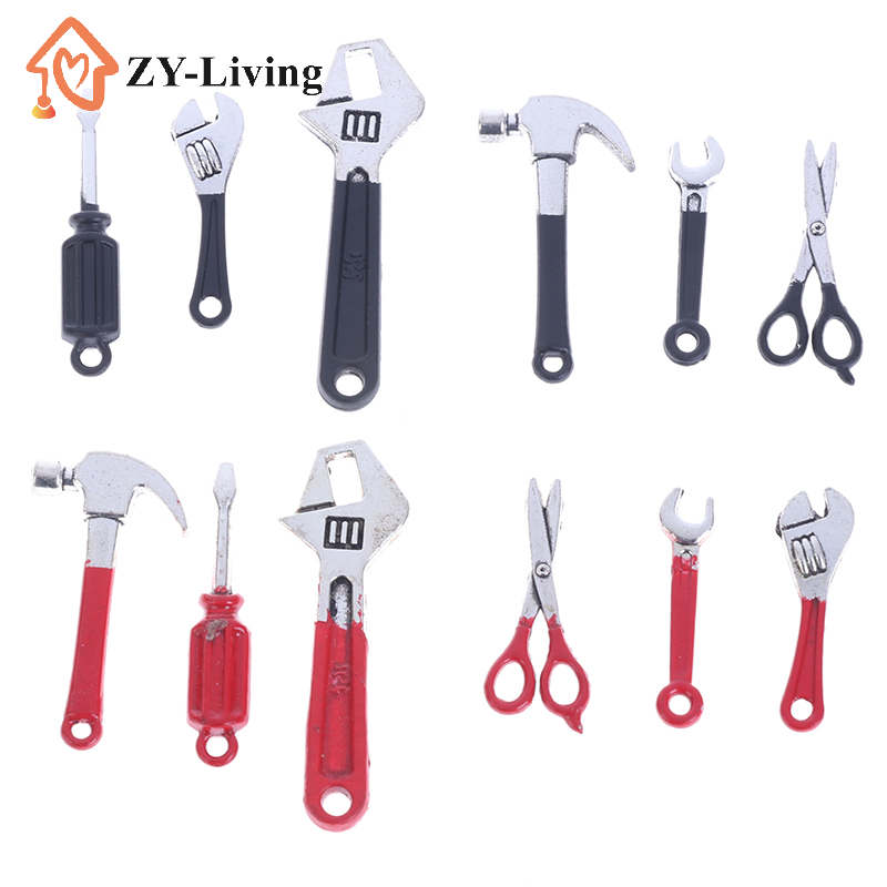 Wrench Set - 6 ピース/セットドールハウスミニ修理キットアクセサリーハンマーレンチ家具おもちゃ