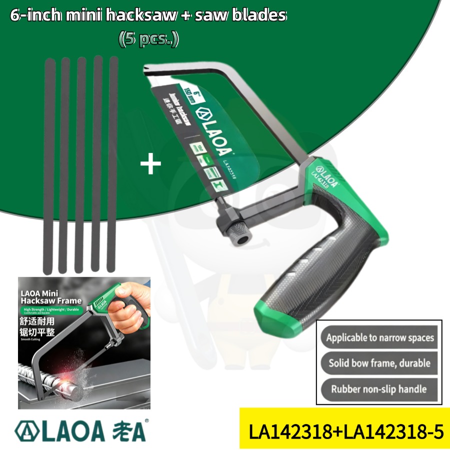 Hacksaw - LAOA 6 インチミニハンドハックソー鋸刃付き小型フレームソー家庭用多目的切断ツール LA142318