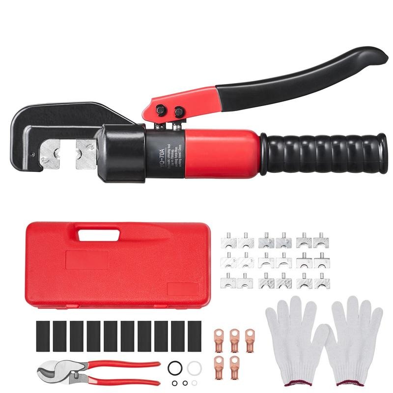 油圧圧着工具、9種類のダイス付き、AWG12-2/0銅および - Pliers のレビューと価格
