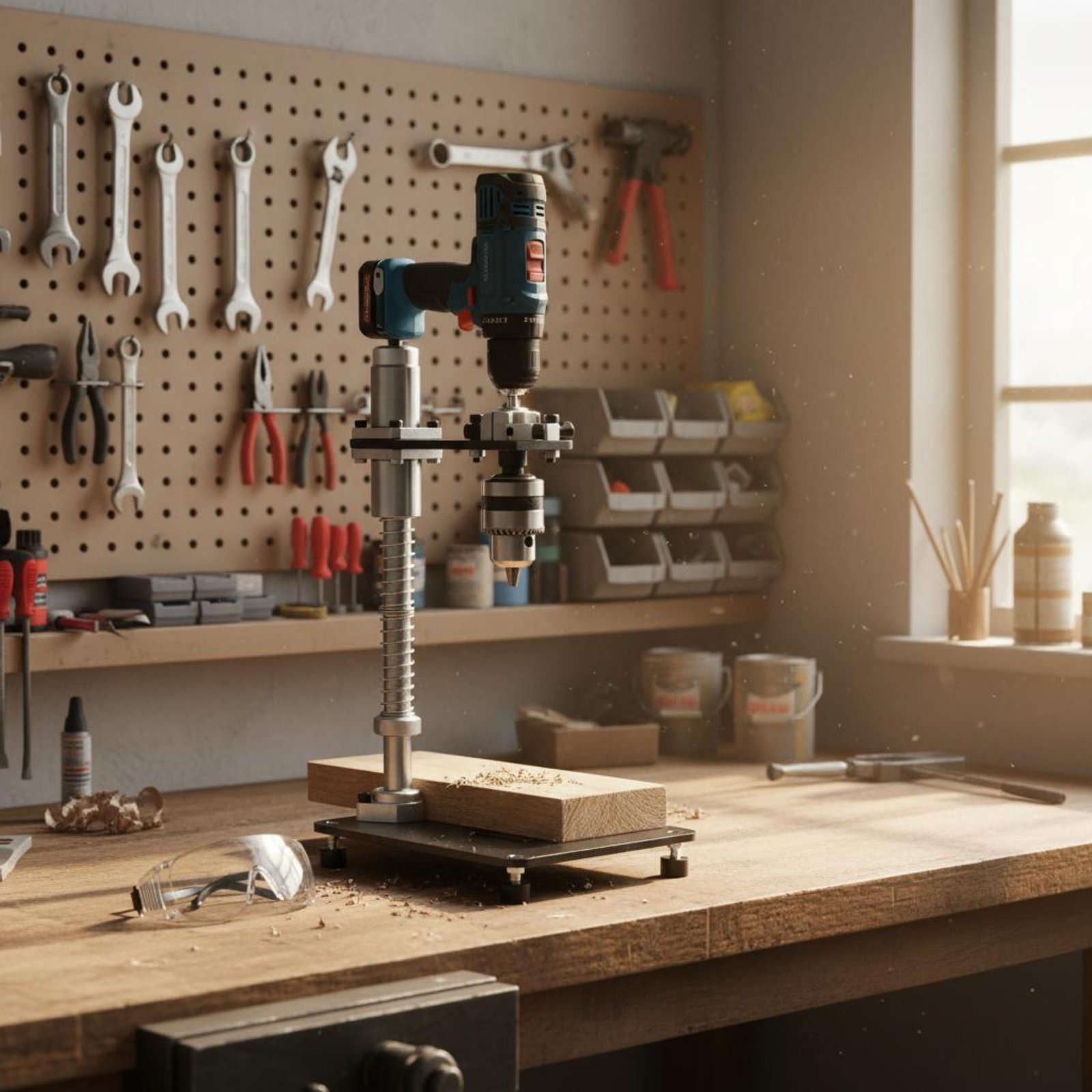 ハンドドリルプレススタンド 安定したクランプ式垂直穴あけガイ - Drill Press のレビューと価格